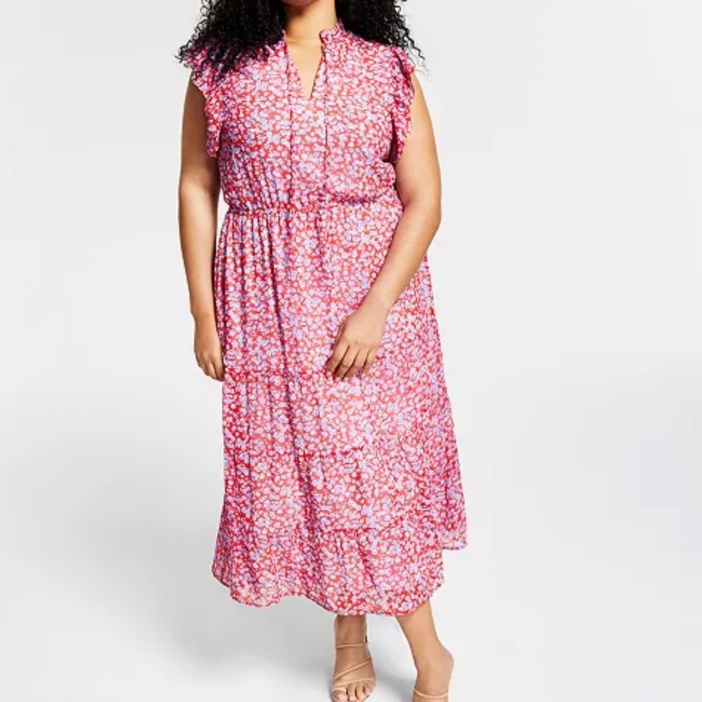 Black Tape: Flutter Sleeve Ruffled Maxi Dress
